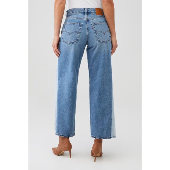 Levis Premium Women Baggy Dad Pieced Denim Jeans Blue Wide Leg Loose Relaxed New - Picture 7 of 16